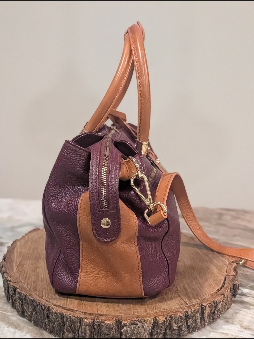 Valentina Plum Leather Bag - Picture 6 of 13